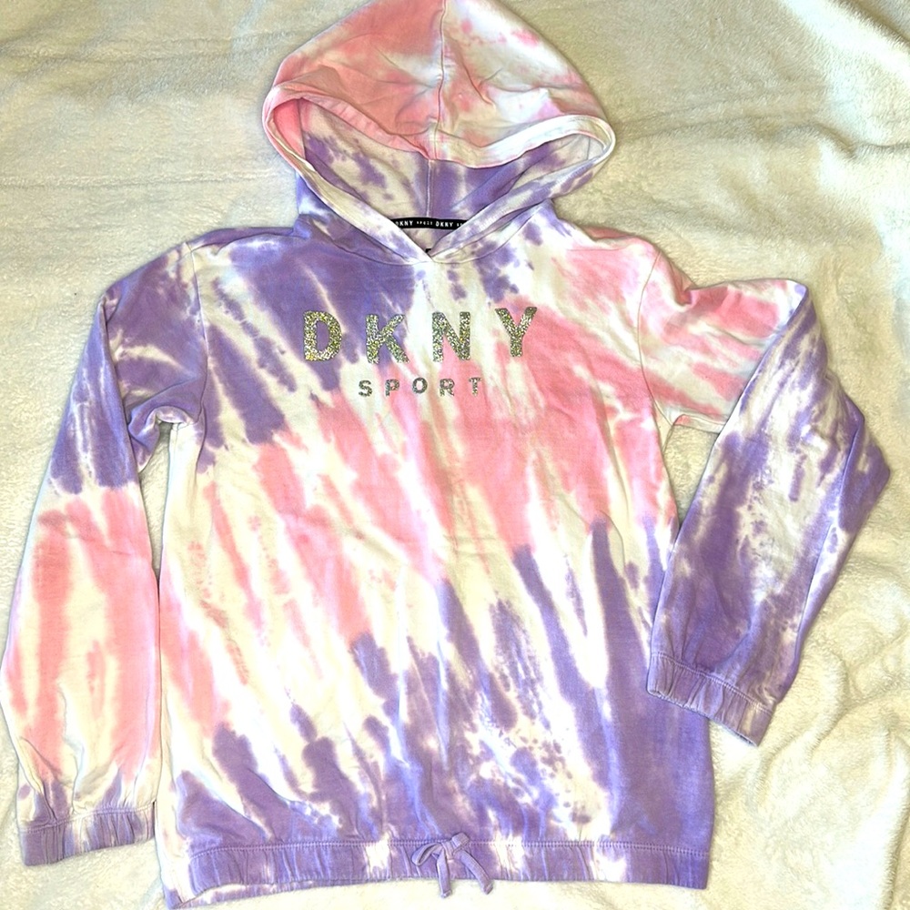 💗DKNY SPORT Girls Tie Dye Hoodie Sweater XL 14/16